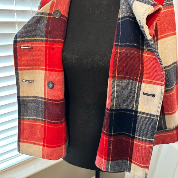 HOLLISTER PLAID DOUBLE BREASTED 3/4 SLEEVE PEACOAT - Picture 9 of 15